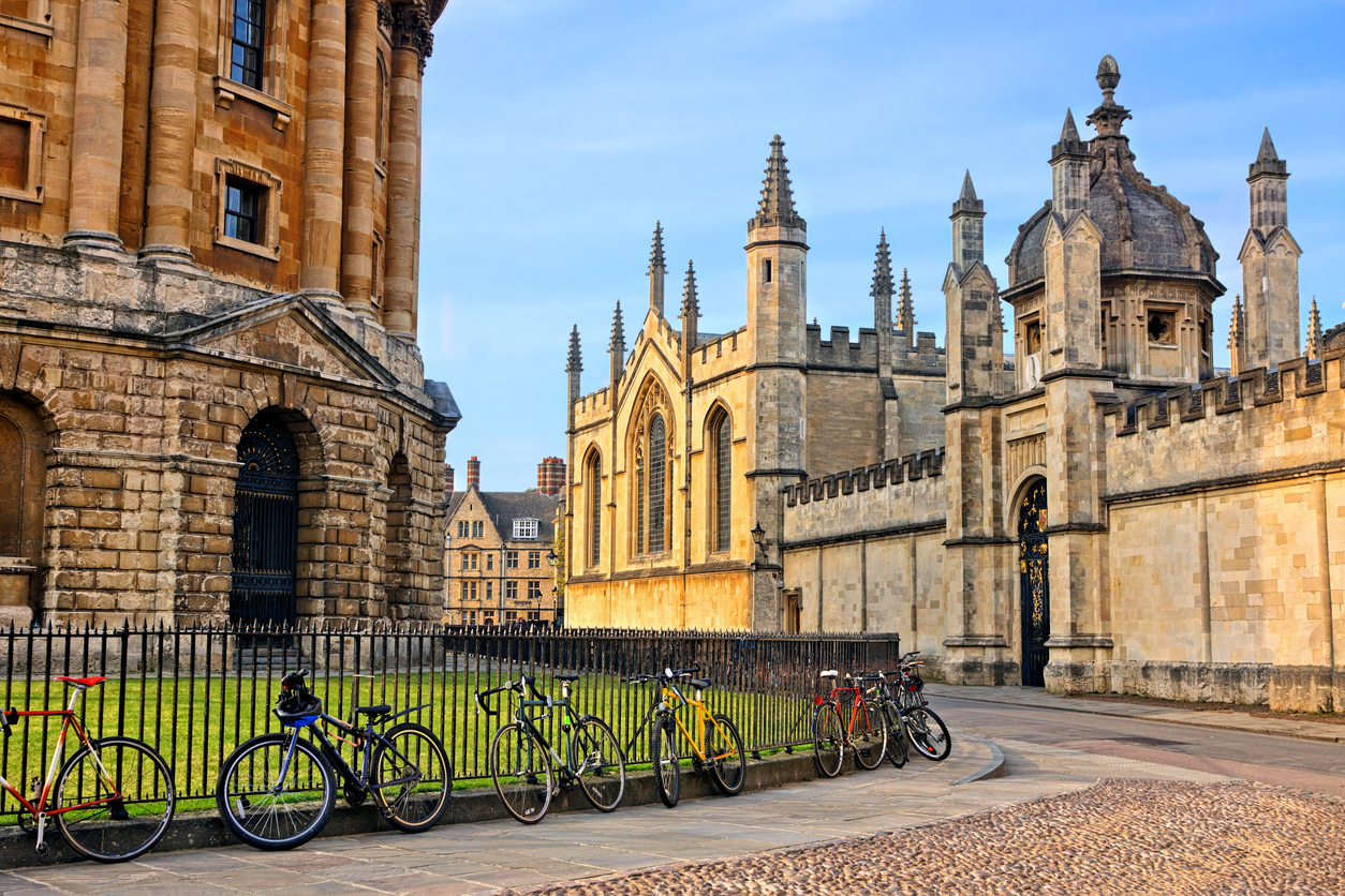 Oxford University at dusk, England