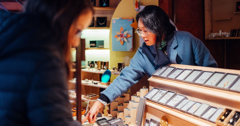 a woman at a jewellery store