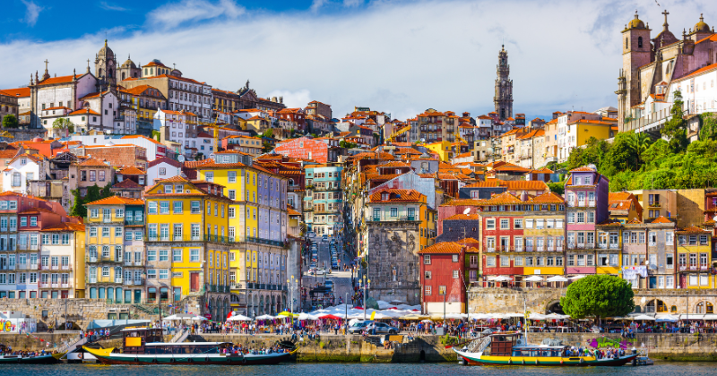 colourful houses in the town of porto