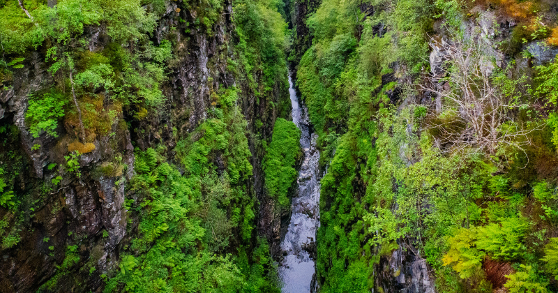 a waterfall in a gorge