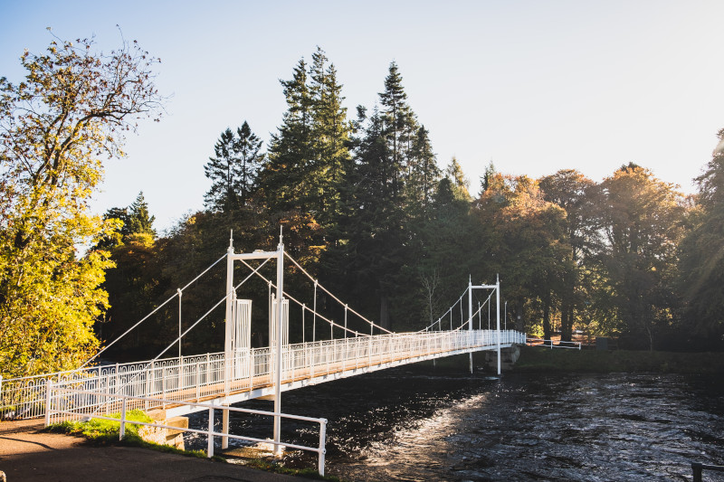 small bridge over the river Ness which you can walk along