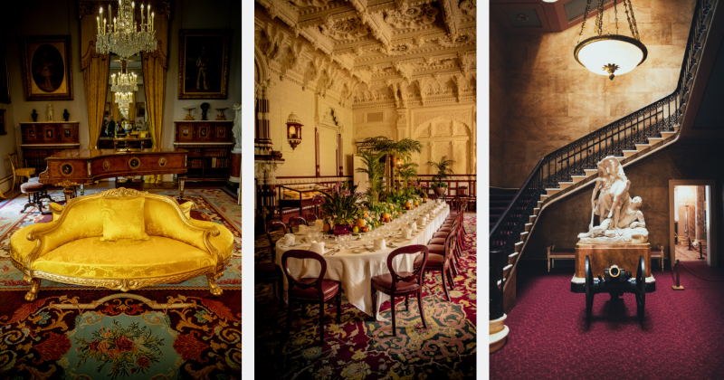 pictures of the interior of a lavish castle