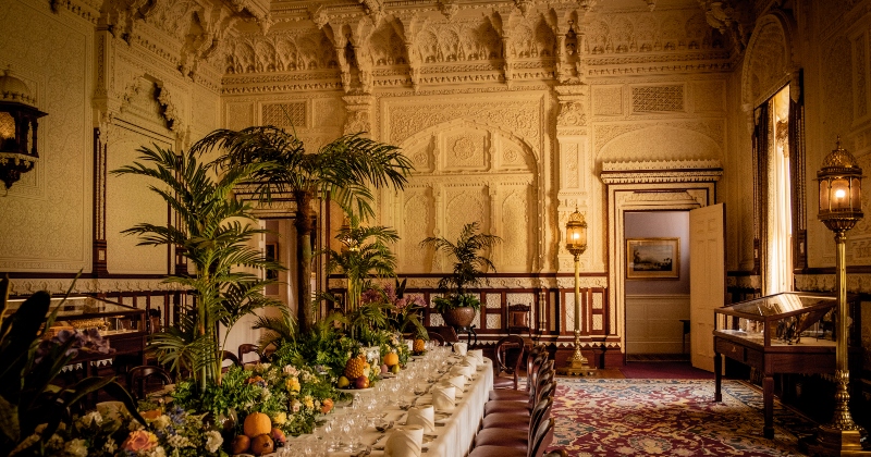 interior dining room of a lavish palace