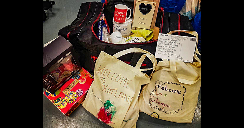 bags of donated products for the charity