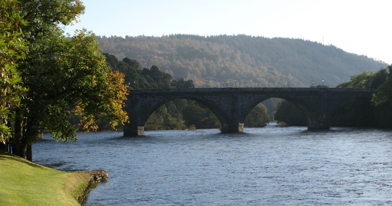 A stone bridge over a river