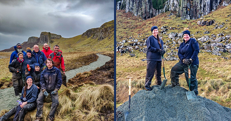 Rabbie's team volunteers helping rebuild paths