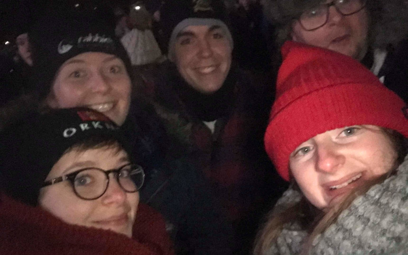 group photo of five people who took part in Sleep Park from Rabbie's team