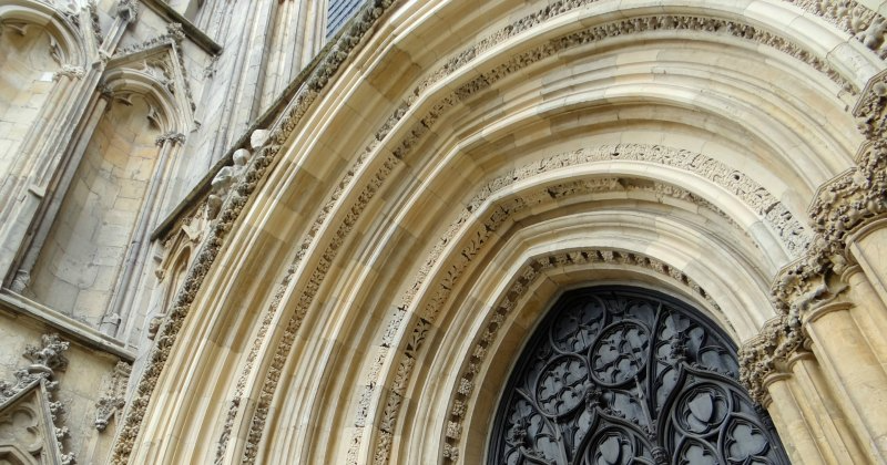 york cathedral outside archway detail close up