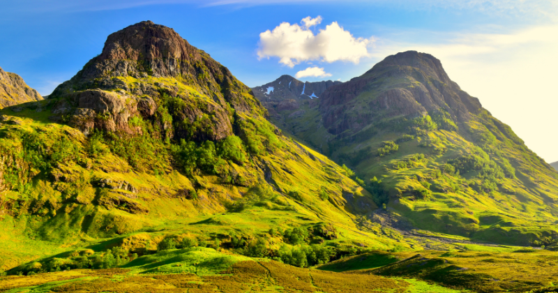 green valleys and mountains