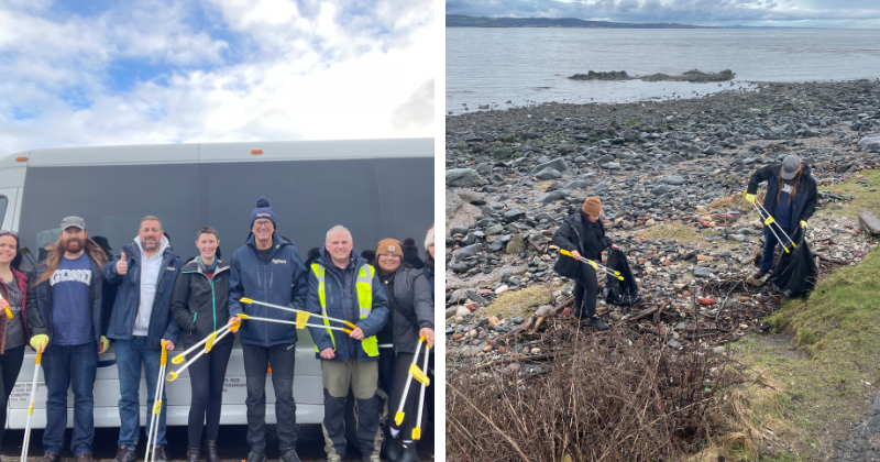 rabbie's volunteers helping to pick up rubbish from UK beaches