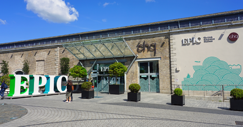 outside of EPIC building with blue skys above